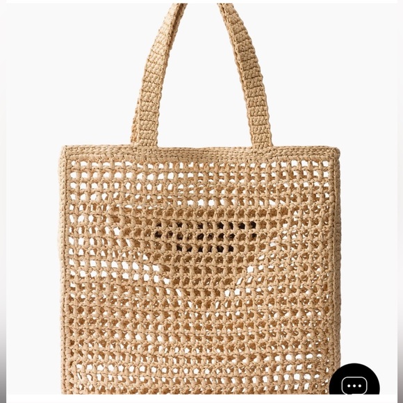 Prada Tan Crochet Tote with Black Logo - Picture 7 of 7